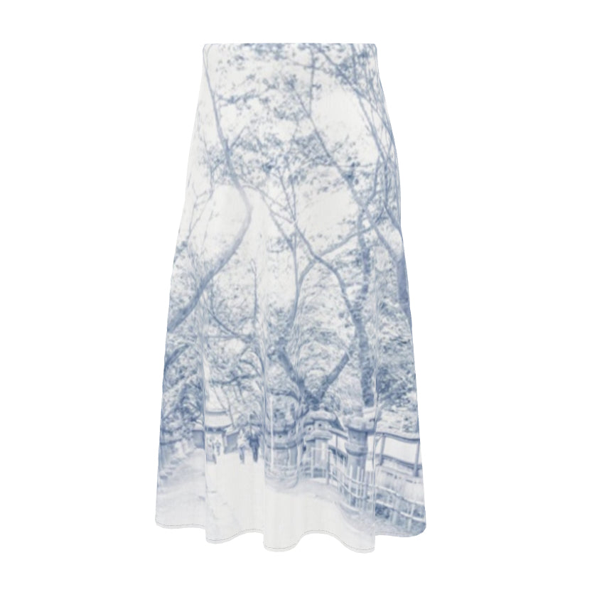Silk Satin A-line midi Skirt.