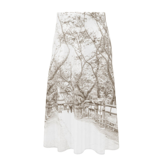 Silk Satin A-line midi Skirt.